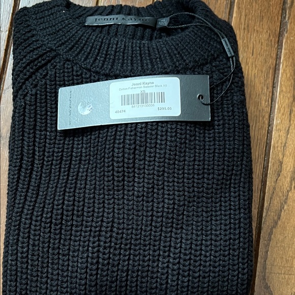 Jenni Kayne NWT Cotton Fisherman Black Crewneck Sweater XS - Picture 7 of 8